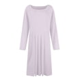 thumbnail image 4 of Kddylitq Womens 2024 Fall Trendy Crew Neck Long Sleeve A Line Flowy Casual Midi Dress with Pockets Light Purple 2XL, 4 of 5