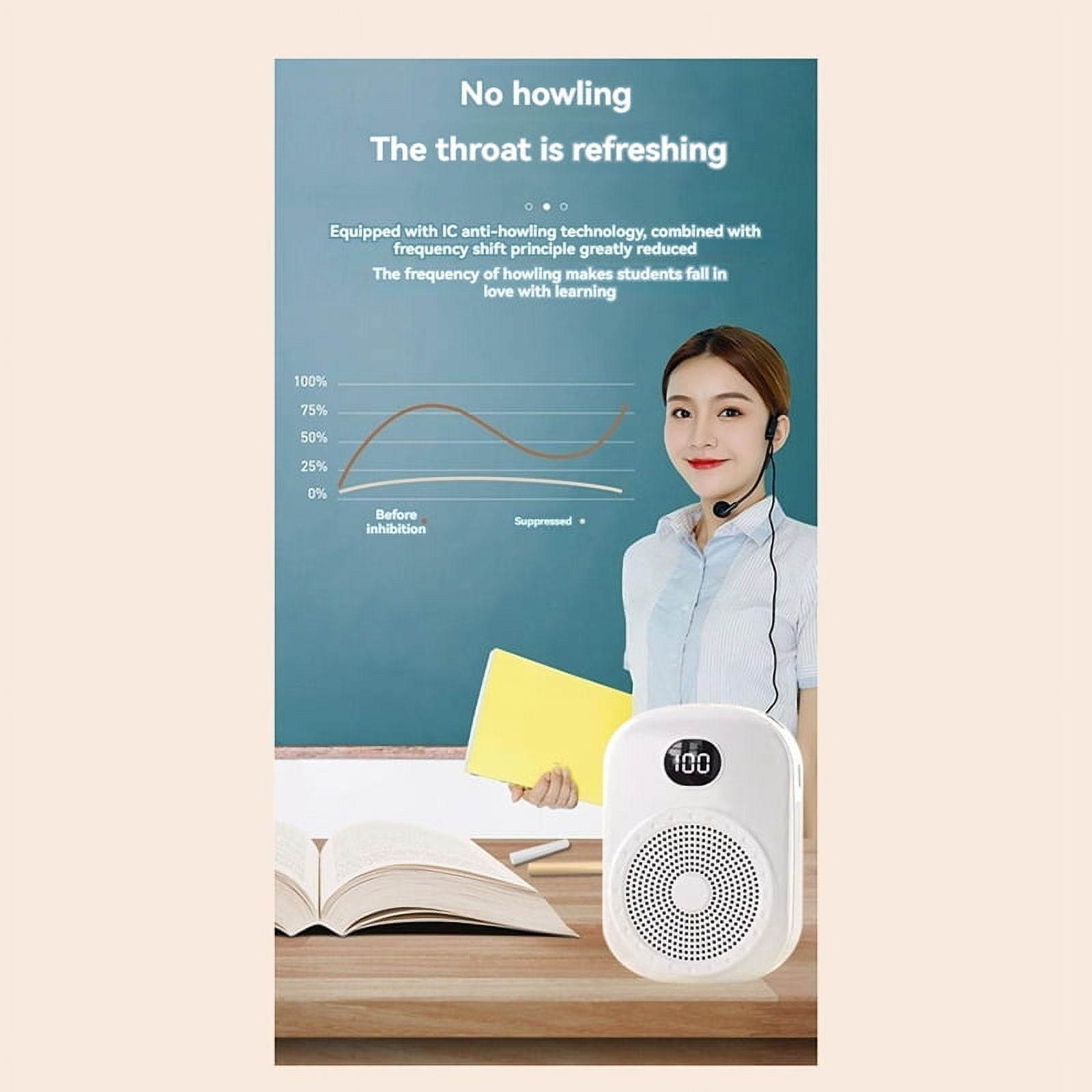 Wireless Voice Amplifier Multifunctional Portable Personal Voice Speaker with Microphone Display for Teachers Speech A