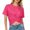 W10-Hot Pink, variant on Glisme Tops For Women Short Sleeve Crop Tops Solid Color Round Neck Relax Fit T Shirt Fashion Clothes Wine S
