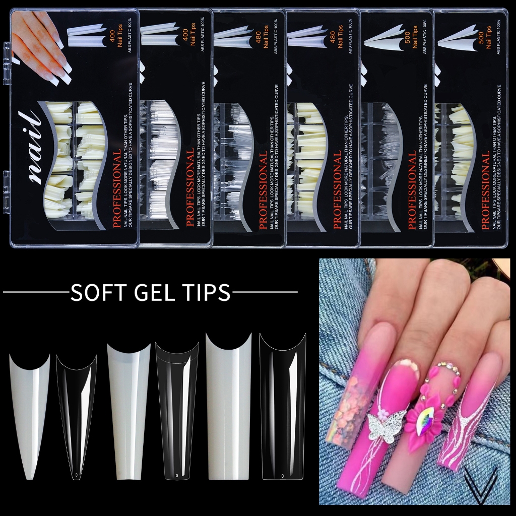 YIGZYCN No C Curve Extra Long Square Nail Tips for Acrylic Nails ...