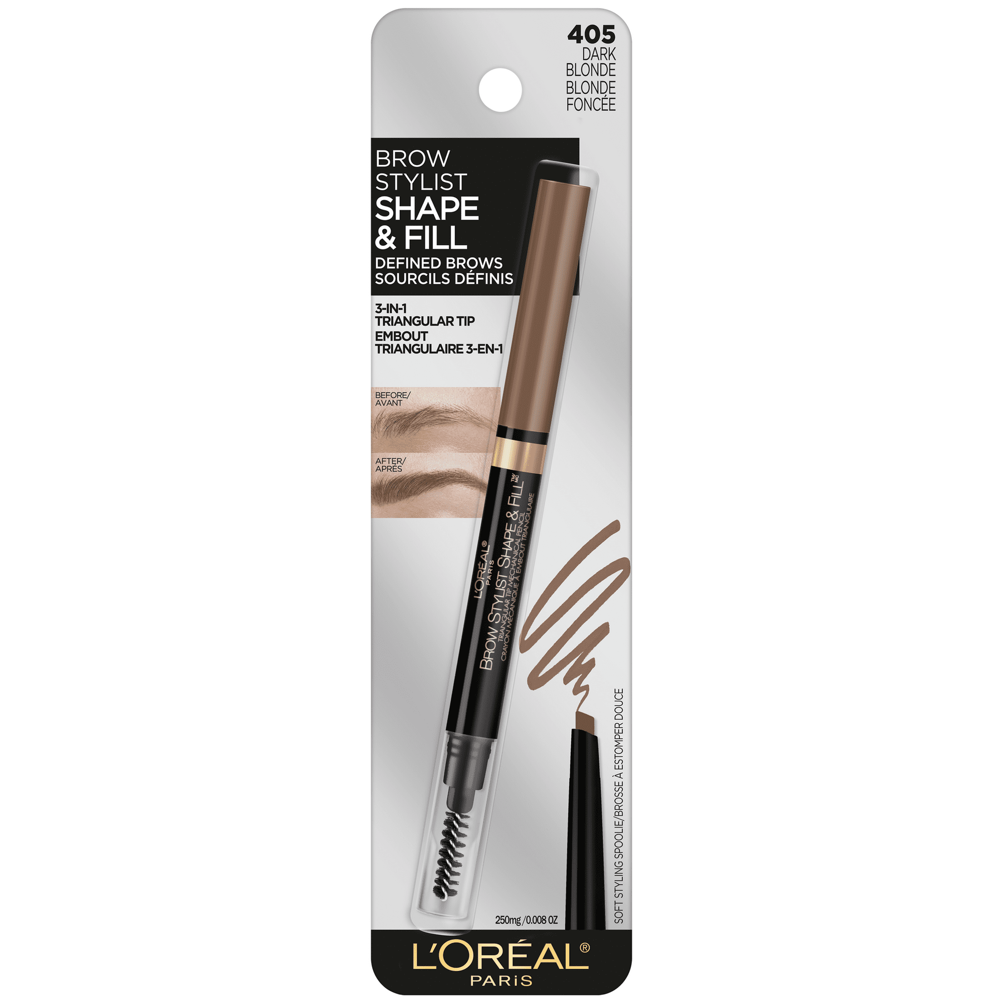 L'Oreal Paris Stylist Shape and Fill Mechanical Eyebrow Makeup Pencil, Dark Blonde