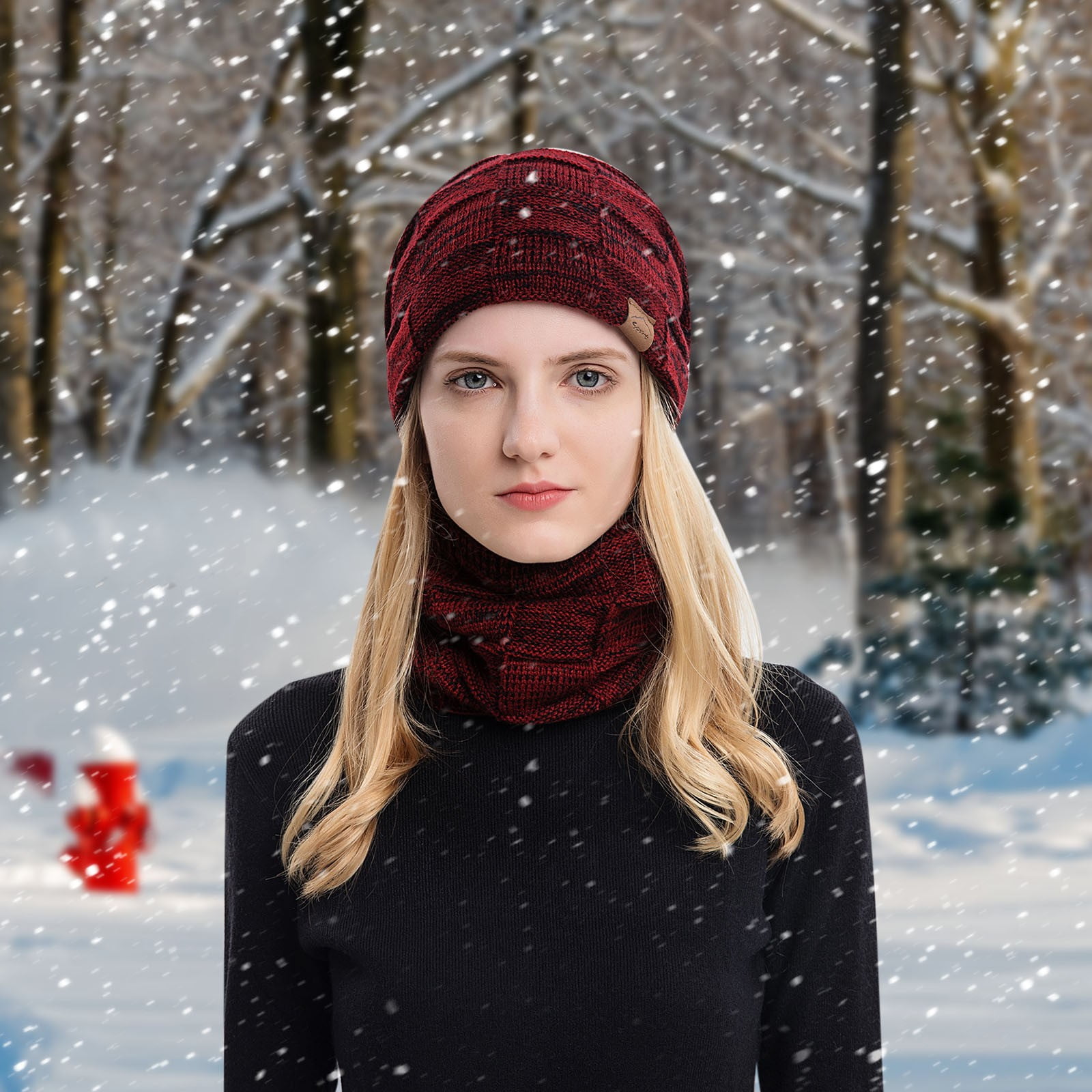 Tanhomme Wind-Resistance Winter,Fleece Ski Covers,Warm Face-Cover Hat Cap Scarf Men's Women's Winter Knitted Fleece Windproof Hood Scarf Coif Winter Knit Hat Warm Hats