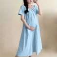 thumbnail image 2 of Women's Maternity Summer Dress Short Sleeve Crew Neck Dress Casual Loungewear Dress Nightgown,L,Blue, 2 of 5