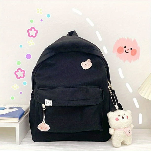 Cute Kawaii Student Backpack - Solid Color School Bag for Casual Travel & Books