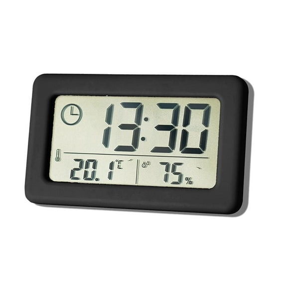 Despertador Termómetro LCD Higrómetro electrónico portátil Yuarrent decorativo colgante Negro