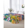thumbnail image 5 of Colorful Spring Floral King Size Flat Sheet, Wrinkleproof & Fadeproof Cooling Flat Bed Sheet Only, Modern Oil Painting Abstract Art Breathable Soft Bedding Top Sheets 105 x 98 Inches, 5 of 8