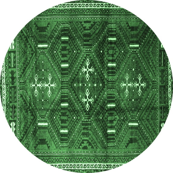 Ahgly Company Indoor Round Persian Emerald Green Traditional Area Rugs, 6' Round
