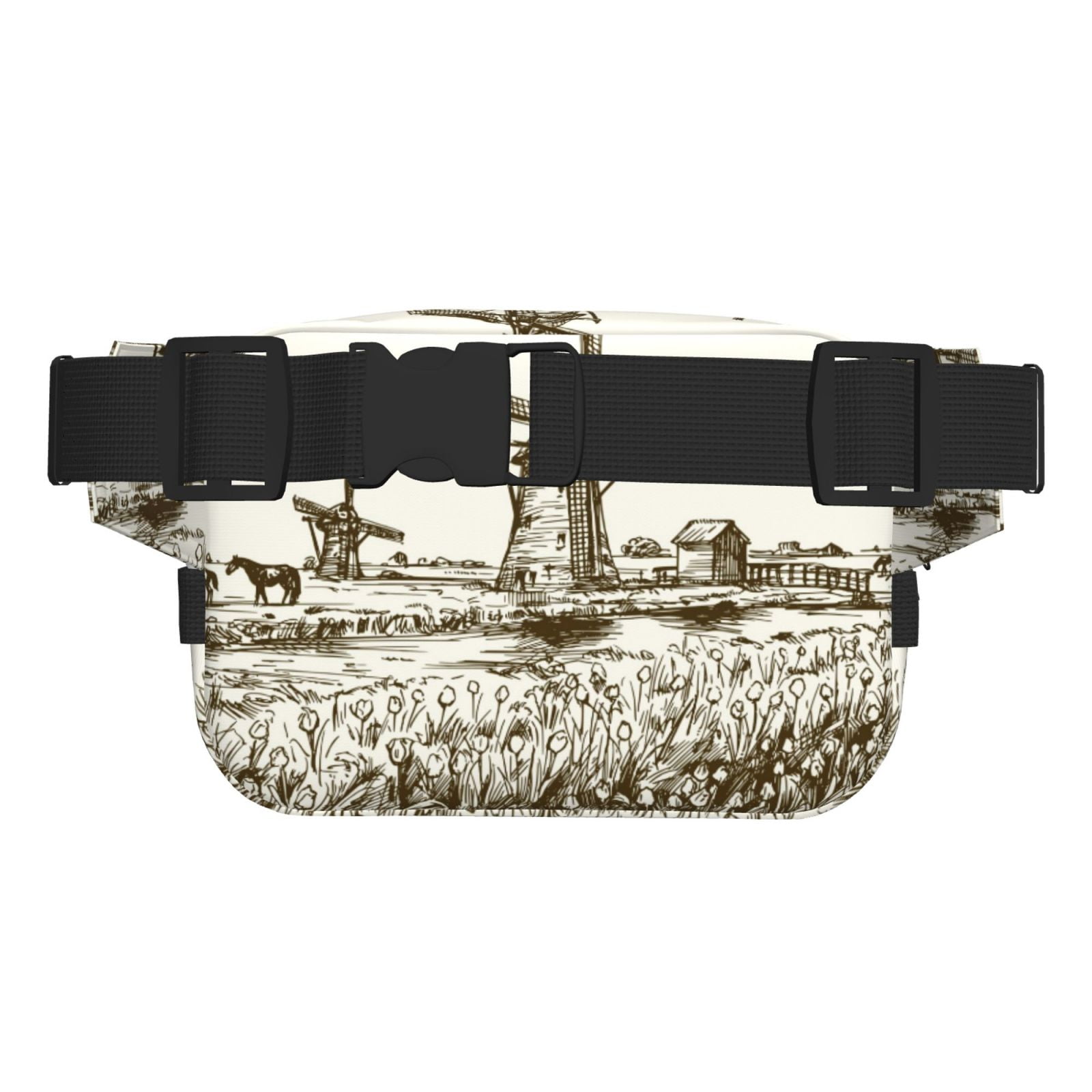 Hirioo Dutch Windmill for Double Layer Waist Bag Adjustable Fanny Pack For Travel Running Hiking