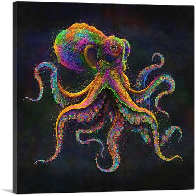 ARTCANVAS Octopus Animal Tentacles Sea Ocean Canvas Art Print - Size: 26" x 26" (0.75" Deep)