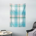 thumbnail image 1 of Checkered Tapestry, Pastel White Blue Checkered Pattern with Pink Strips Fresh Summer Design, Wall Hanging for Bedroom Living Room Dorm Decor, 40W X 60L Inches, Aqua Turquoise Pink, by Ambesonne, 1 of 2