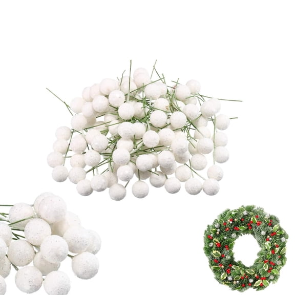 Artificial Holly Berries,100pcs Mini Christmas Berry Picks,QZS Reusable Christmas Tree Branches Fillers Ornaments for Flower Wreath Decoration