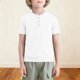 thumbnail image 5 of Camisa de Manga Corta para Niños Niño de Cumpleaños Color Sólido Cuello Redondo Casual Top de Verano Suave, 5 of 7