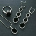 thumbnail image 2 of K-KED Created Cubic Zirconia Necklace Earrings Rings 925 Silver Women Delicate Jewelry set-Black-7, 2 of 6