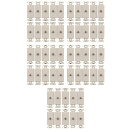 (case of 50) EATON Wiring 2162LA Single Type F Coaxial Adapter with Decorator Insert, Category 3 RJ11, RJ14, Light Almond