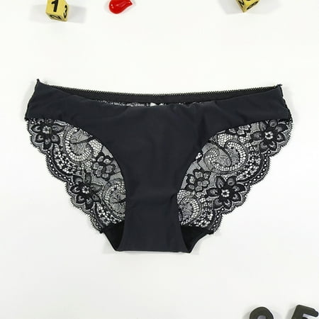 

Hollow Mid-Rise Seamless Women Panties Sexy Hip Lace Ice Silk Underwear Female Clothing