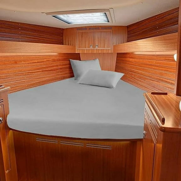 Luxury Soft 4 Piece Boating Sheet Set 800 Thread Count 100% Egyptian Cotton Universal V Berth Size Bedding Fits mattresses up to 6" Inch Depth Sheet Set - Silver Solid