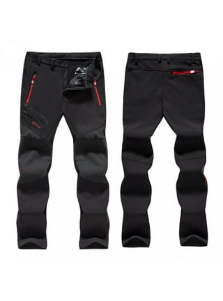 Mens Waterproof Hiking Pants, Outdoor Snow Ski Fishing Fleece Lined  Insulated Soft Shell Winter Pants 