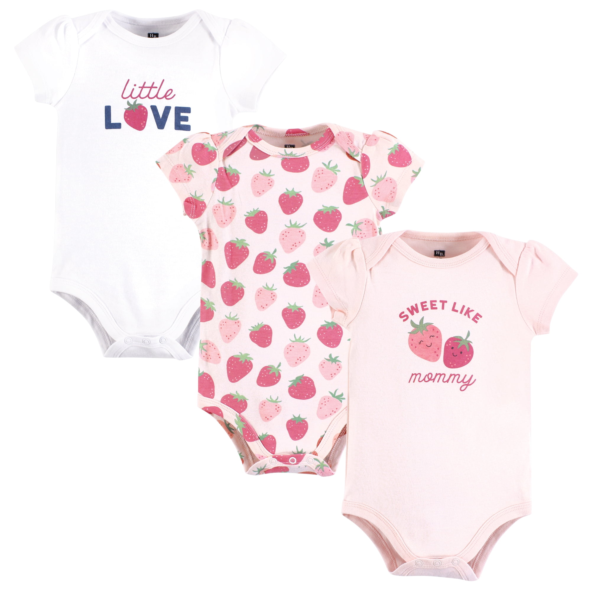 Hudson Baby Infant Girl Cotton Bodysuits, Strawberry Love, 12-18 Months
