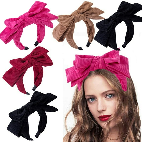 Bow Headbands for Women Double Layer Bow Knotted Headband Top Knot Turban Hair Accessories for Girls