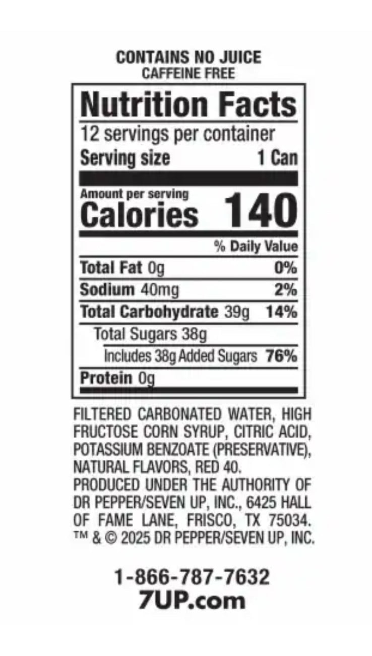 7UP Caffeine Free Watermelon Strawberry Soda Cans, 12 pack of 12 oz cans