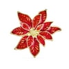 Large Flower Holiday Red Poinsettia Brooch Christmas Pin Enamel Gold