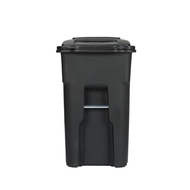 Toter Large 48-Gallon Outdoor Trash Can, Black with Rugged Wheels
