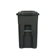 Toter 48-gallon black garbage can with wheels and lid
