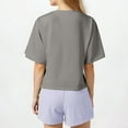 thumbnail image 4 of Women's Basic Shirts Crew Neck Short Sleeve Tunic Tops Solid Color Tee Casual Loose Fit Soft Comfy Clothes (XS, Gray), 4 of 6