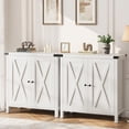 thumbnail image 1 of Ensemble d'Armoires de Rangement Style Ferme pour Entrée – Buffet Bahut 2 Pcs avec Tablettes Ajustables et 2 Portes – Console Polyvalente pour l'Organisation du Salon, de la Salle à Manger Ou du Couloir, Contraste de Couleurs Brun+blanc, 1 of 8