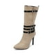 thumbnail image 2 of NECHOLOGY Botas Mujer Adulto Femenino Zapatos Botines mujer Zapatos de mujer Botas largas hasta el tobillo de moda Tacones gruesos Botas largas de gamuza plisadas por encima de la rodilla (Beige, 8), 2 of 7
