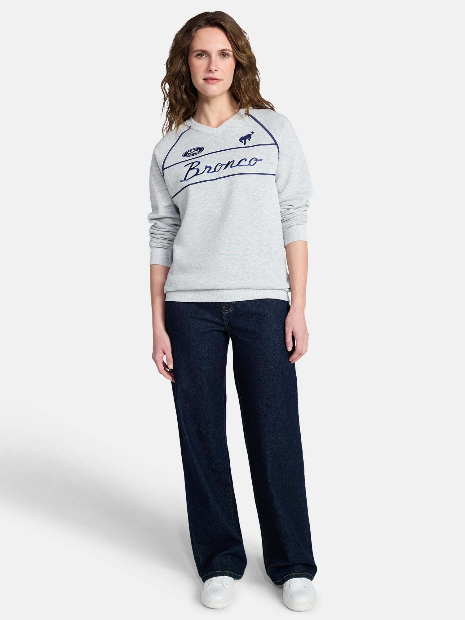 Ford Bronco Women's Front Back Graphic Sweatshirt with Long Sleeves, Sizes XXS-XXL