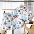 thumbnail image 2 of Kid Boys Girl Clothes Shorts Set 2 Piece Outfits Summer Casual Short Sleeve Top and Shorts Set for Girls 4-7 Blue 2-3 Years, 2 of 4