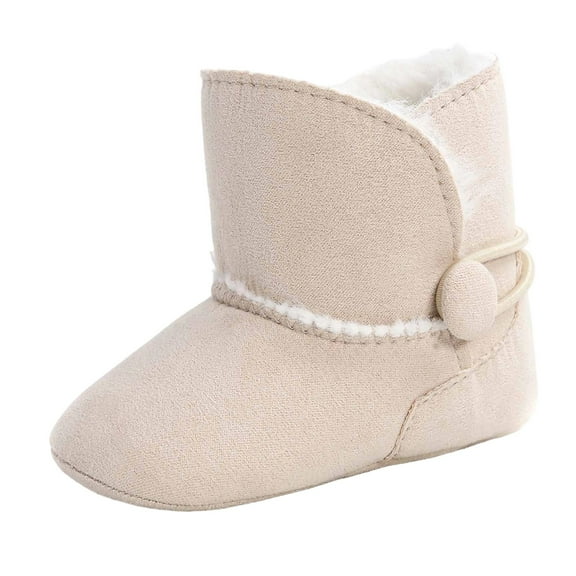 Cozy Baby Sneakers Winter Boots Insulated High Top Anti- Warm Shoes for Toddlers Comfortable Walking Shoes,Color:Beige,Size:12-18 Months