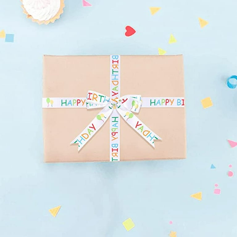 AYYUFE 1 Roll Happy Birthday Ribbon Multi-purpose Festive Colorful HAPPY  BIRTHDAY Letters Candle Balloon Printed Bow Making DIY Crafts Cake Gift Box  Wrapping Ribbon Party Supplies 