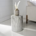thumbnail image 3 of Troy 16" Modern Minimalist Faux Marble Column Indoor/Outdoor Accent Table, Gray/White, 3 of 9