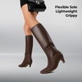 thumbnail image 4 of BURUDANI Women Wide-Calf Knee-High Boots Kitten Heel, Square Toe, Fashion Long Boots, 4 of 8