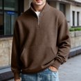 thumbnail image 2 of KKBOTIVE Men's Quarter Zip Polo Sweatshirt, Casual Stand Collared Top Long Sleeve Solid Color Pullover for Men Daily Fall Spring Outerwear ( Coffee Size: XXXL ), 2 of 5
