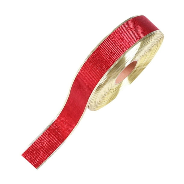 Cinta navideña con alambre de 33 pies de largo, cinta navideña para envolver regalos, para decorar árboles de Navidad, pasteles, arreglos para fiestas Rojo