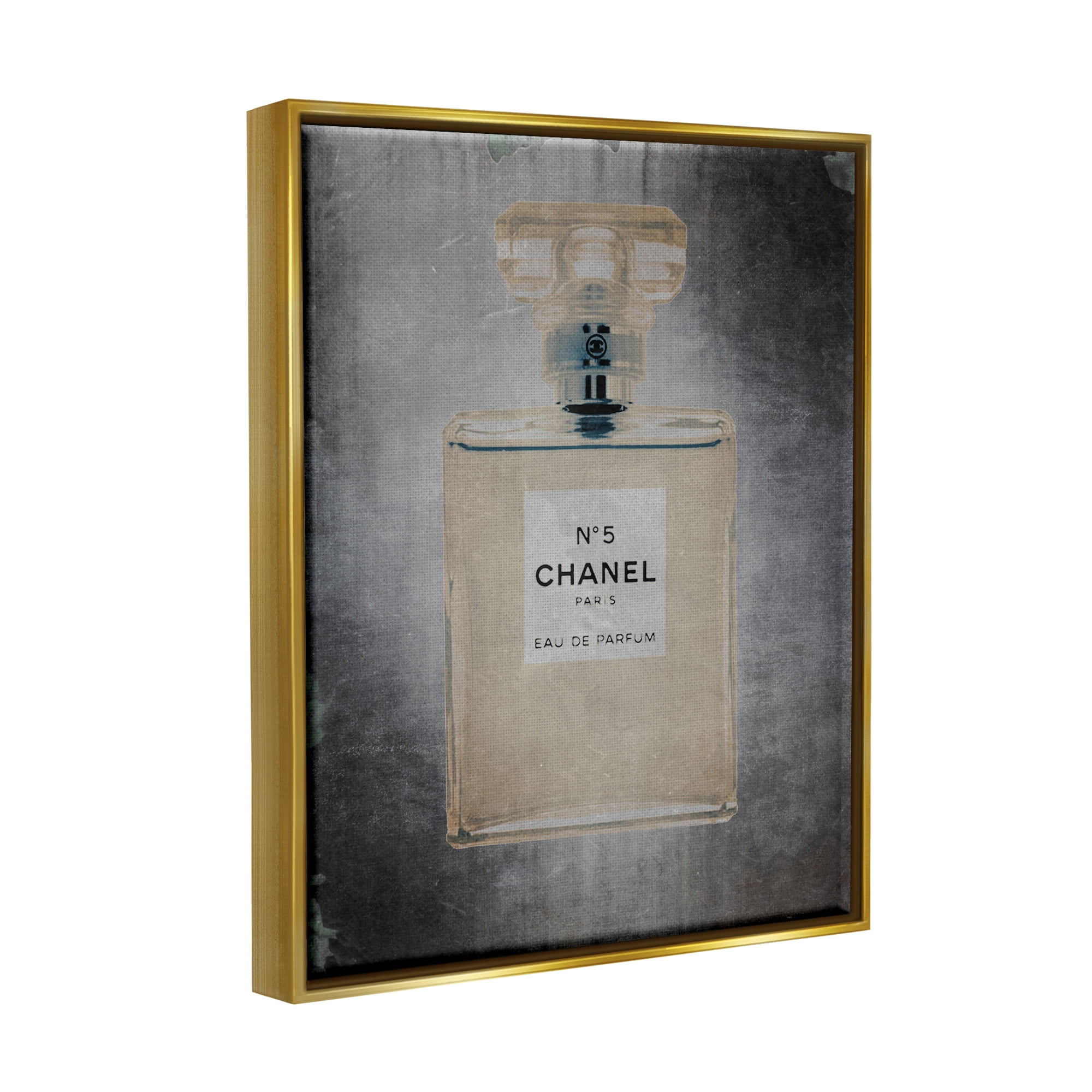 Stupell Industries Dark Fashion Brand Perfume Bottle Beauty & Fashion Painting Gold Floater Framed Art Print Wall Art
