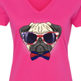 thumbnail image 4 of Inktastic Pug Dog July 4th Patriotic Sunglasses Women's V-Neck T-Shirt, 4 of 5