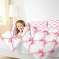 thumbnail image 4 of Manfei Kawaii Bowknot Kids Full Size Comforter Sets, Cartoon Pink Ribbon Bedding Comforter Set, Princess Theme Reversible Bedding Sets, Lightweight Room Decor, 3-Piece, 4 of 8