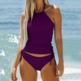 thumbnail image 7 of Swimsuits for Women 2025 Printi Swimsuits Monokini Bathing Suits V Neck Swimwear Swimsuits Purple S, 7 of 7