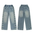 thumbnail image 2 of Teen Girls Jeans Girls Bell Bottom Pants Embroidered Jeans High Waisted Girls Wide Leg Jeans with Pockets for Girls 12-13 Years, 2 of 9