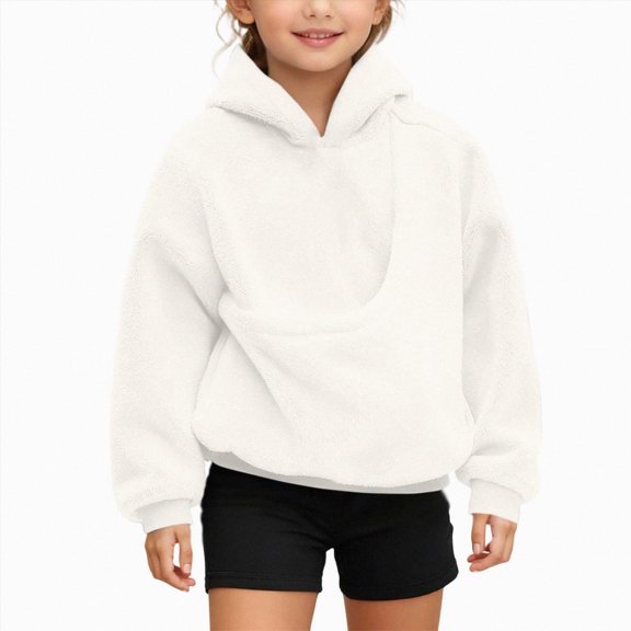kmaduk Kids Pouch Hoodie-Kokopaws Pet Hoodies with Dog Pouch Girls Pullover Animal Holder Long Sleeve Tops (White, 3-4 Years)