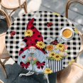 thumbnail image 2 of Gnomes Daisy Round Tablecloth, Fitted Table Cover with Elastic for 45"-54" Round Tables, Retro Farmhouse Floral Black Buffalo Plaid Table Cloth Outdoor Indoor Dinning Party Waterproof Tablecloths, 2 of 7