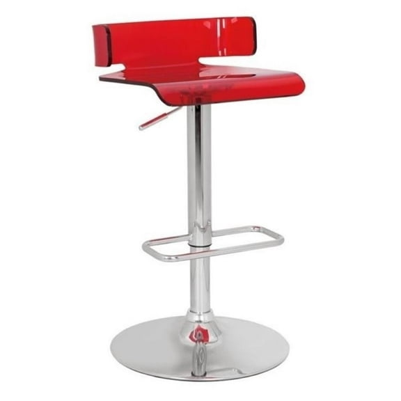 Pemberly Row Swivel Adjustable Bar Stool in Red