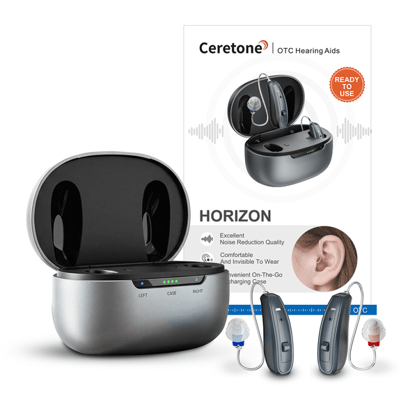 2026 New Ceretone Receiver-in-the-canal OTC Hearing Aids, IP65 Waterproof, Rechargeable, Silver