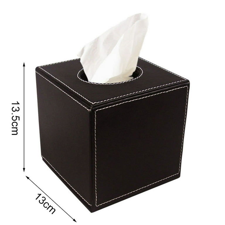 Pu Leather Tissue Box Holder, Wood Facial Tissue Holder