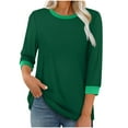 thumbnail image 3 of UVEASISHA 3/4 Sleeve Shirts for Women Casual Loose Fit Crewneck T-shirts Fall Basic Tees Liquidación de otoño Army Green L, 3 of 8