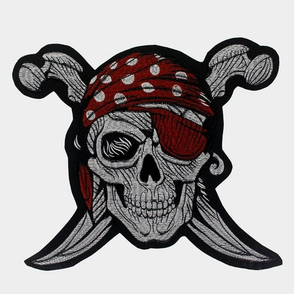 Skull Knife Badge Die Pirate Patches Men Jacket Backpack Ride Jacket Iron on Embroidery Applique 1 piece